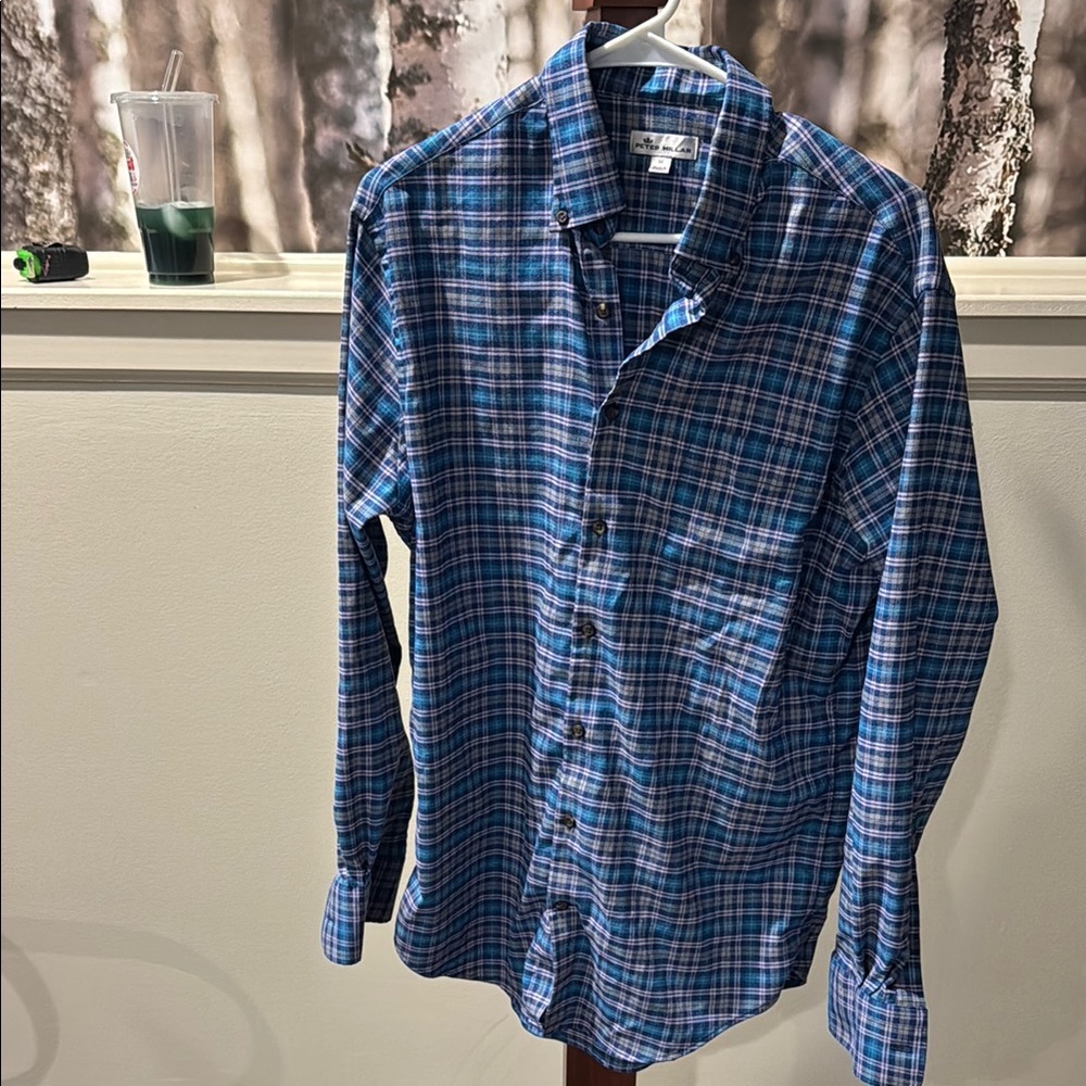 Peter Millar button up dress shirt, size medium